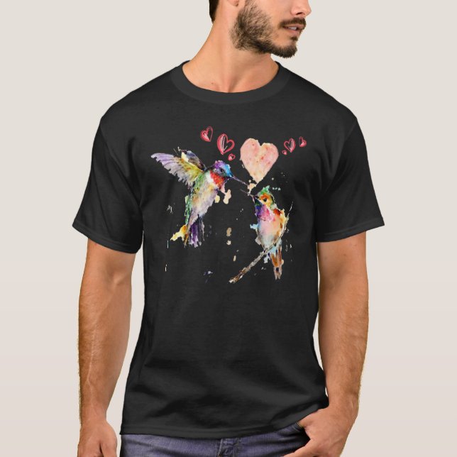 I Like Birds Migratory Bird Day Romantic Hummingbi T-Shirt (Front)