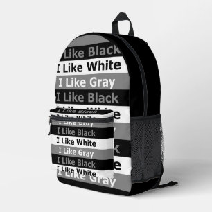 I Like Black White And Gray Color Striped Design Printed Backpack