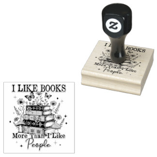 I Like Books More Than....  Rubber Stamp