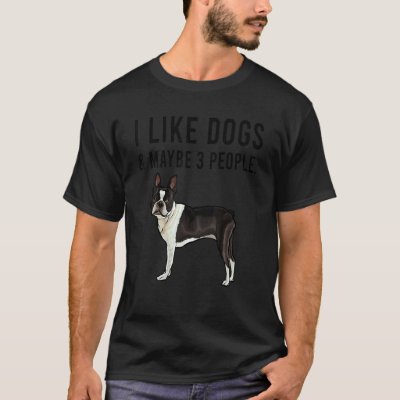 I Like Boston Terrier Dogs And Maybe 3 People T-Shirt