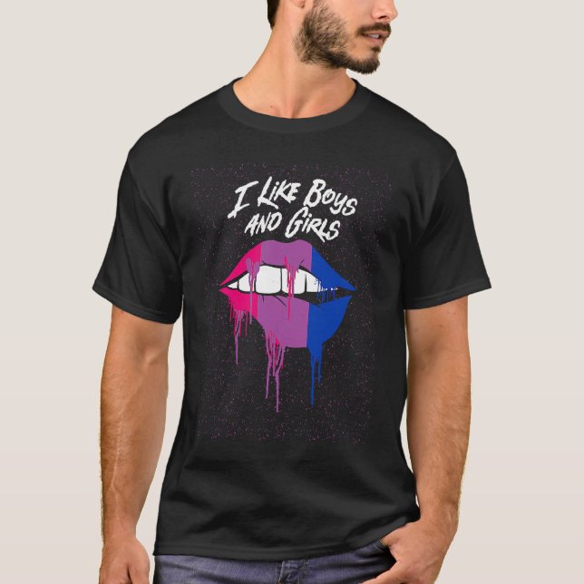 I Like Boys and Girls Bisexual LGBTQ Bi Pride Coup T-Shirt (Front)