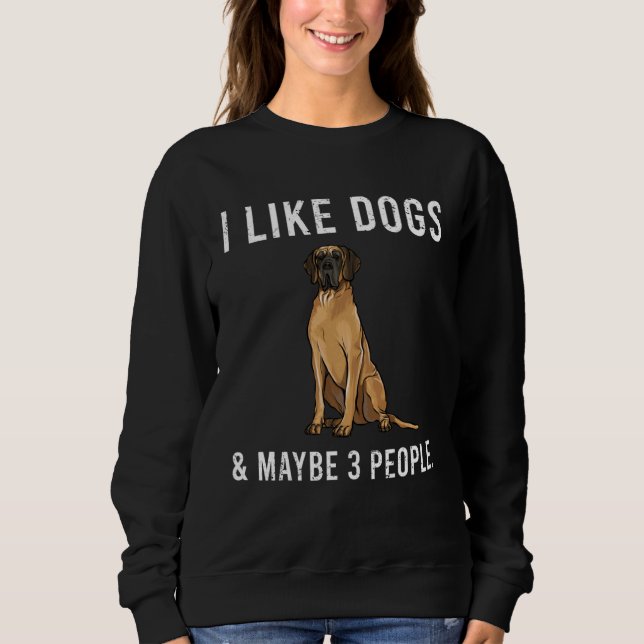 I Like Brown Great Dane Dogs And Maybe 3 People Sweatshirt (Front)
