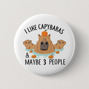I like Capybaras and maybe 3 people Funny Baby Button