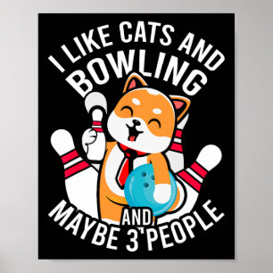 I Like Cats And Bowling And Maybe 3 People Funny C Poster