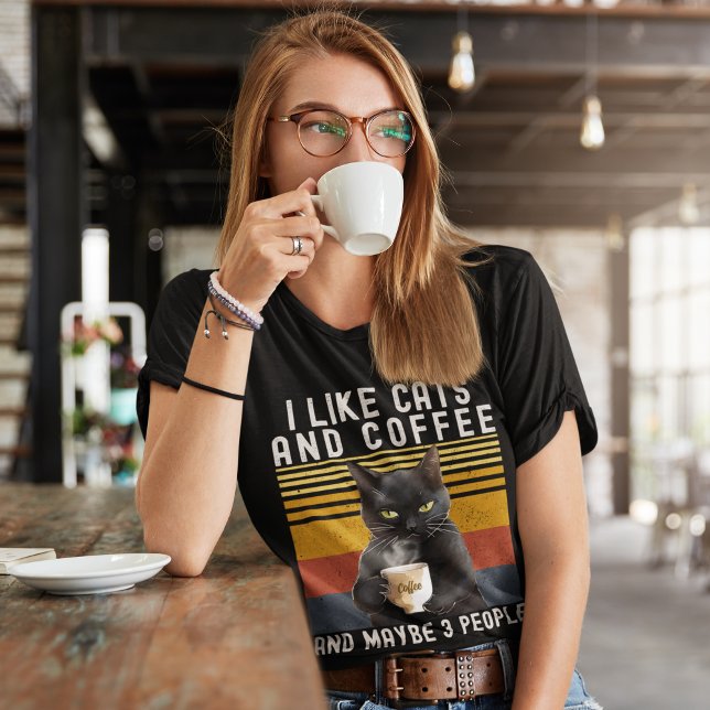 I Like Cats and Coffee And maybe 3 People Cat Love T-Shirt (Creator Uploaded)