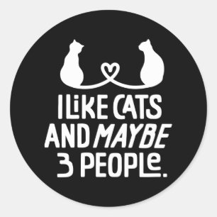 I Like Cats And Maybe 3 People Cat Funny Cat Classic Round Sticker