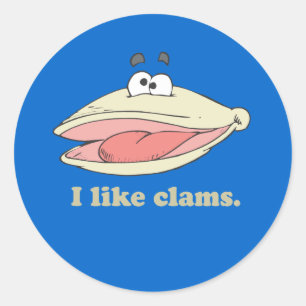 I like clams classic round sticker