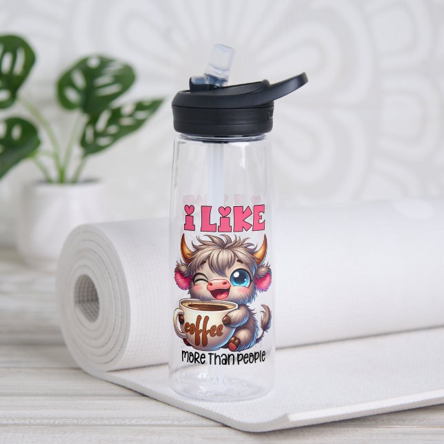 I Like Coffee More Than People  Water Bottle (Yoga (Rotated))