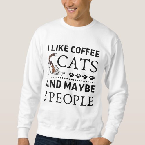 I Like Coffee My Cat And Maybe 3 People Funny Kitt Sweatshirt