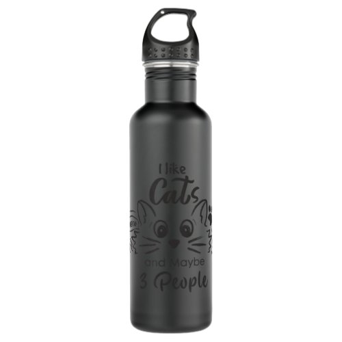 I Like Coffee My Cat And Maybe 3 Peoplepng Stainless Steel Water Bottle