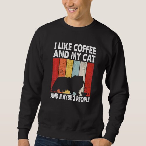 I Like Coffee My Cat Maybe 3 People Vintage Himala Sweatshirt
