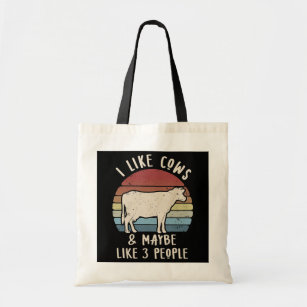 I Like Cows and Maybe 3 People Vintage Cow Lady Tote Bag