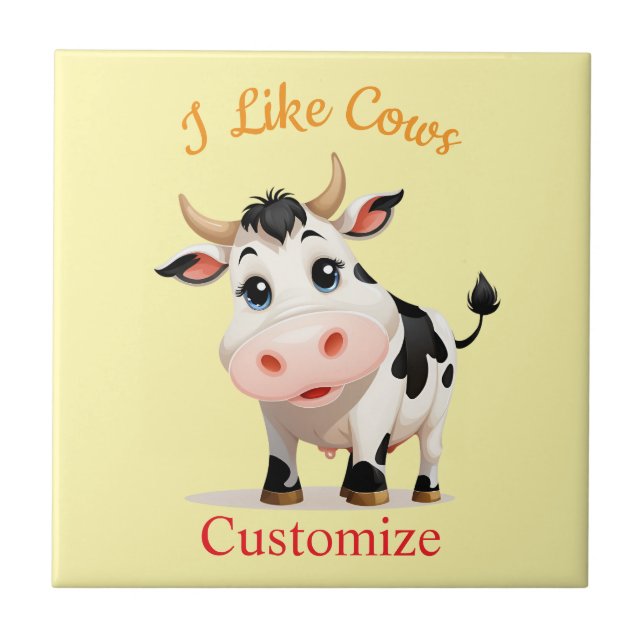 I Like Cows Art Thunder_Cove Ceramic Tile (Front)