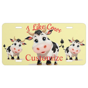 I Like Cows Art Thunder_Cove License Plate