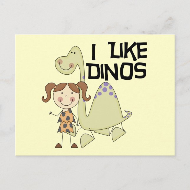I LIke Dinos-GIrl Tshirts and Gifts Postcard (Front)