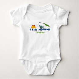 I Like Dinosaurs Cute Personalized Dino Lover Baby Bodysuit