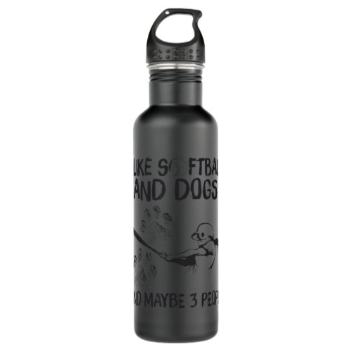 I Like Dogs And Softball And Maybe 3 Peoplepng Stainless Steel Water Bottle