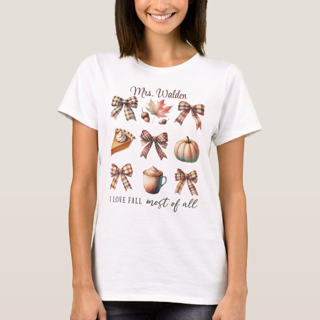 I like Fall Thanksgiving Coquette Bow Custom  T-Shirt (Front)