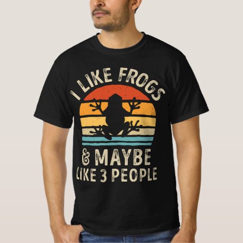 I Like Frogs and Maybe 3 People Frog Lover Retro V T_Shirt