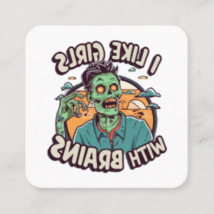 I Like Girls with Brains Square Business Card