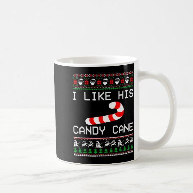 I Like His Candy Cane Couple Matching Christmas Me Coffee Mug (Right)