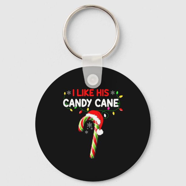 I Like His Candy Cane Couple Matching Christmas Me Keychain (Front)