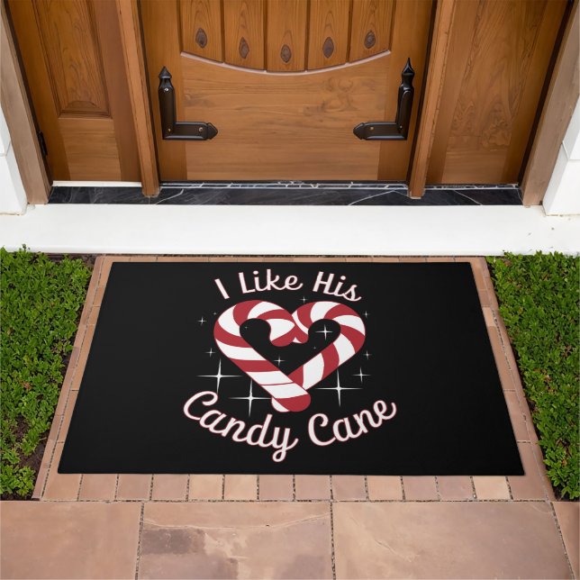 I Like His Candy Cane Funny Couples Matching   Doormat (Outdoor)