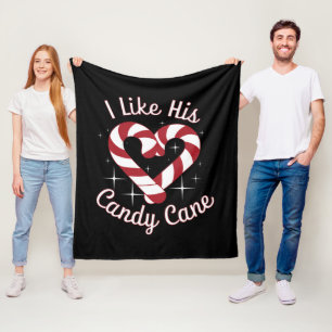 I Like His Candy Cane Funny Couples Matching Fleece Blanket