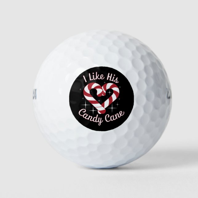 I Like His Candy Cane Funny Couples Matching   Golf Balls (Front)