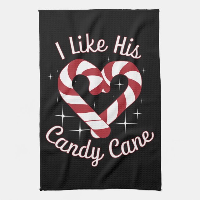 I Like His Candy Cane Funny Couples Matching   Kitchen Towel (Vertical)