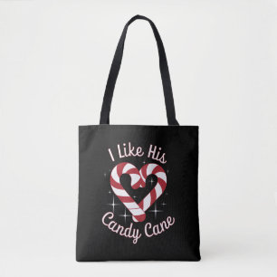 I Like His Candy Cane Funny Couples Matching   Tote Bag