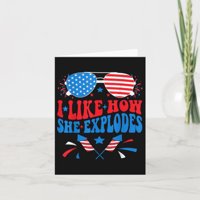 I Like How He Bangs Fireworks Funny Clothes Tee  Card (Front)