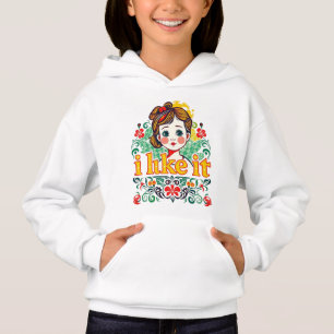 I Like It – Cute Retro Girl Floral Graphic Hoodie