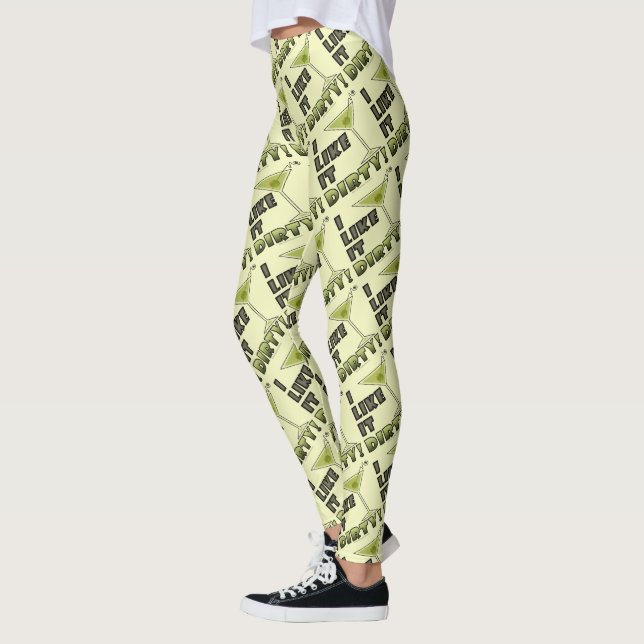 I LIKE IT DIRTY! Dirty Martini Cocktail Humor Leggings (Left)