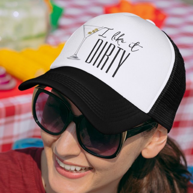 I Like it Dirty Funny Martini Drinking Trucker Hat (Creator Uploaded)