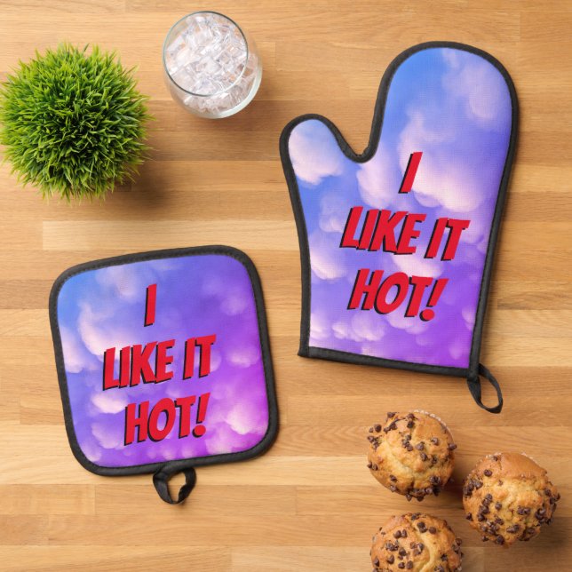 "I Like It Hot!"  Oven Mitt & Pot Holder Set (Top Down)