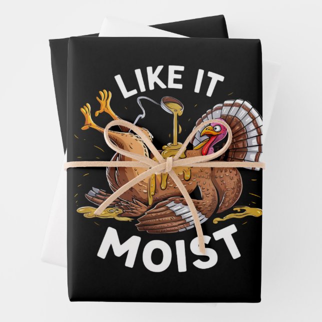 I Like It Moist Thanksgiving Turkey Gravy Wrapping Paper Sheets (In situ)