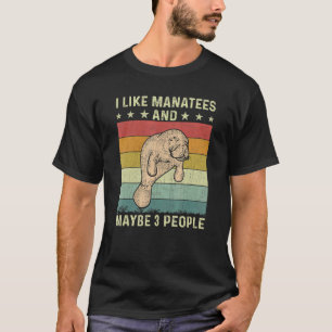 I Like Manatees And Maybe 3 People Retro 60s 70s M T-Shirt