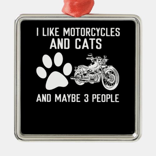 I Like Motorcycles And Cats Funny Art Gift Metal Ornament