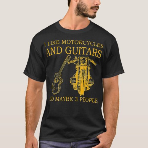 I Like Motorcycles And Guitars Silhouette T_Shirt