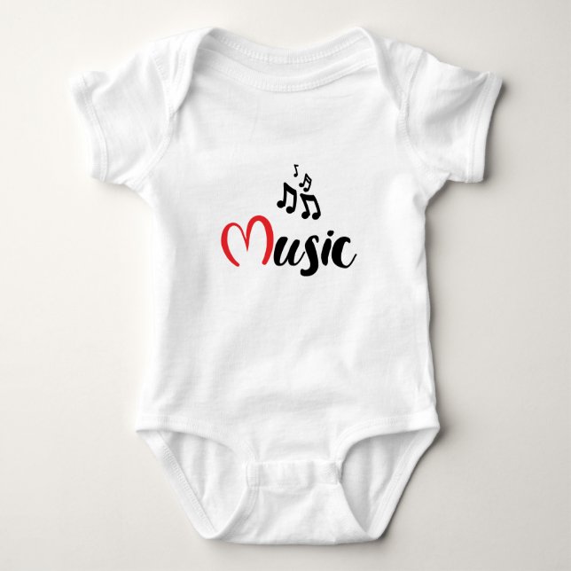 I like music. Love to music. Baby Bodysuit (Front)