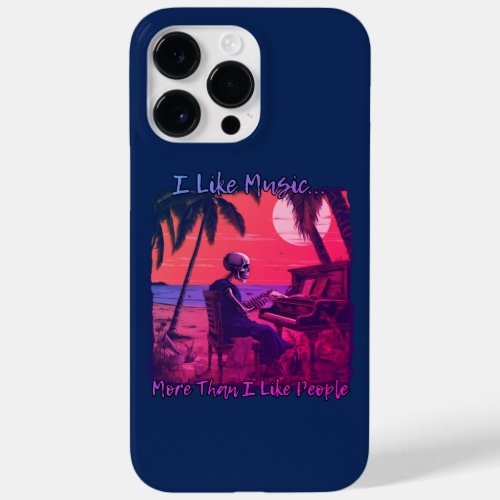 I like music more than people skull design sunset Case_Mate iPhone 14 pro max case