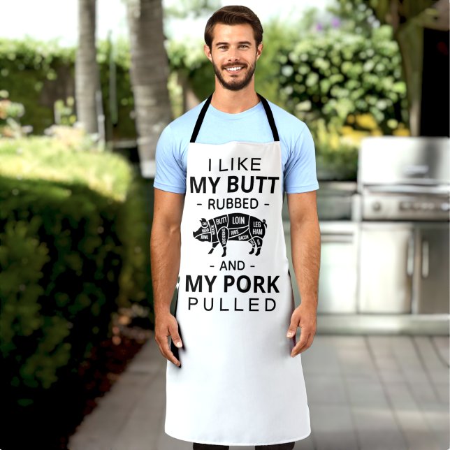 I like my butt rubbed and my pork pulled funny pig apron (Creator Uploaded)