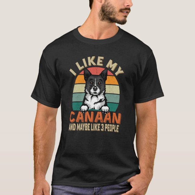 I Like My Canaan Dog And Maybe 3 People Retro Vint T-Shirt (Front)
