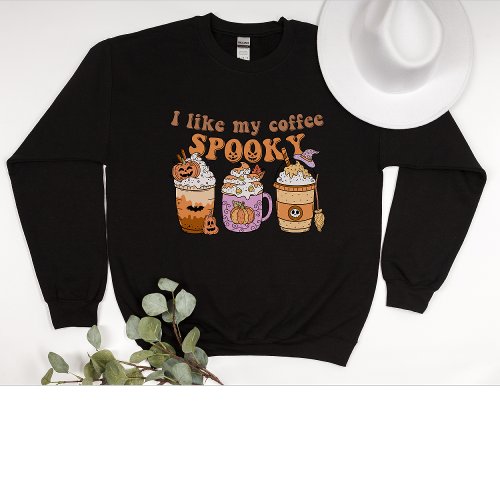I like my coffee spooky halloween witch pumpkins sweatshirt