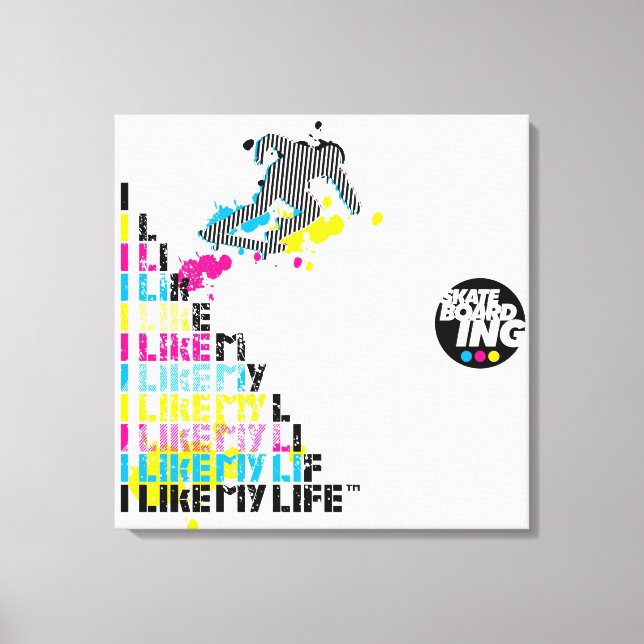 "I like My life" Skatebaording Canvas Print (Front)