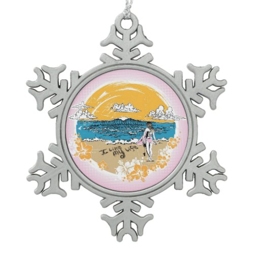 "I like MY life" surf girl ornament