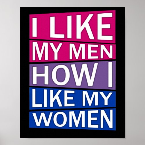 I Like My Men How I Like My Women Bisexual Flag Poster