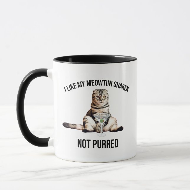 I Like My Meowtini Shaken Not Purred Martini Cat Mug (Left)