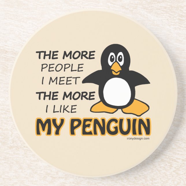 I Like My Penguin Drink Coaster (Front)
